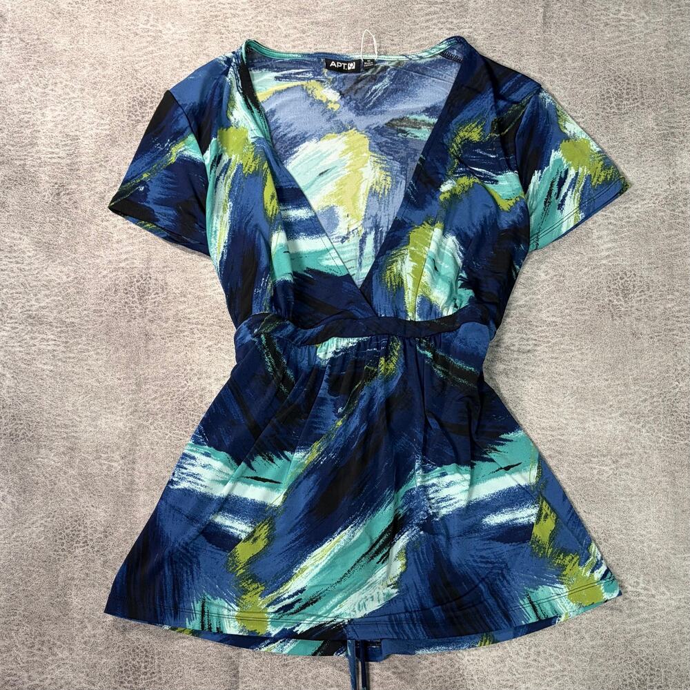 Y2k Blue Whimsy Wrap Tie Back Blouse